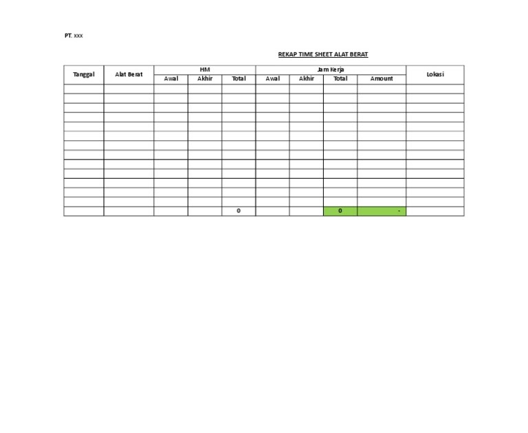 Contoh Time Sheet Kerja
