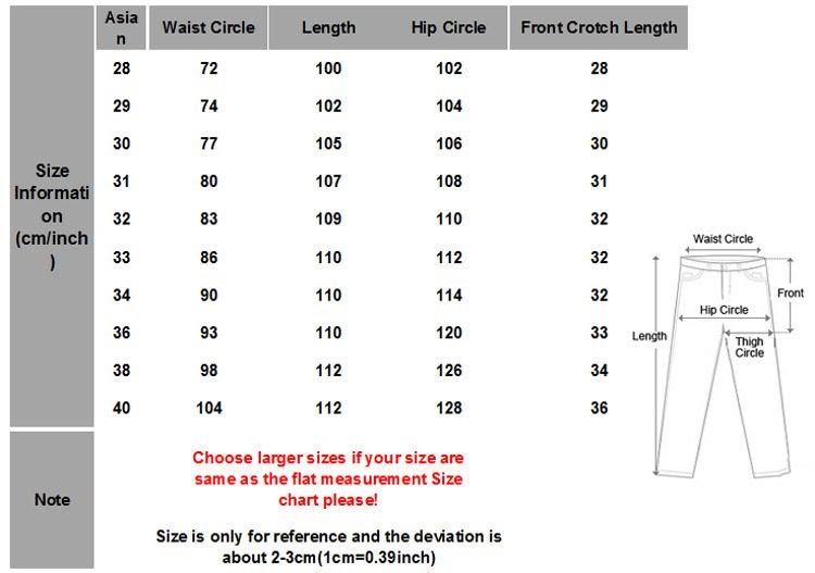 Asian Pants Size Conversion Chart - Greenbushfarm.com