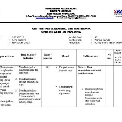 Contoh Soal Sbk Kelas 10 Semester 2 - Blog Belajar