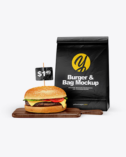 Download Burger & Bag PSD Mockup