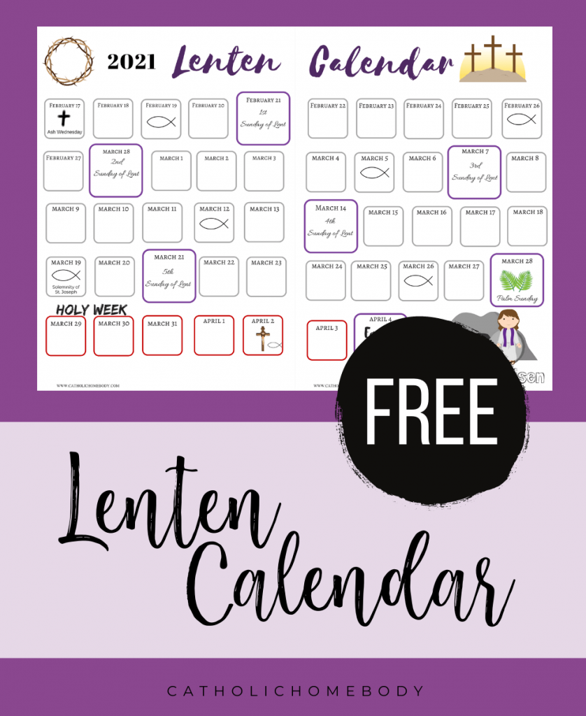 Free Printable Catholic Lent Calendar 2021 Free Printable Calendars