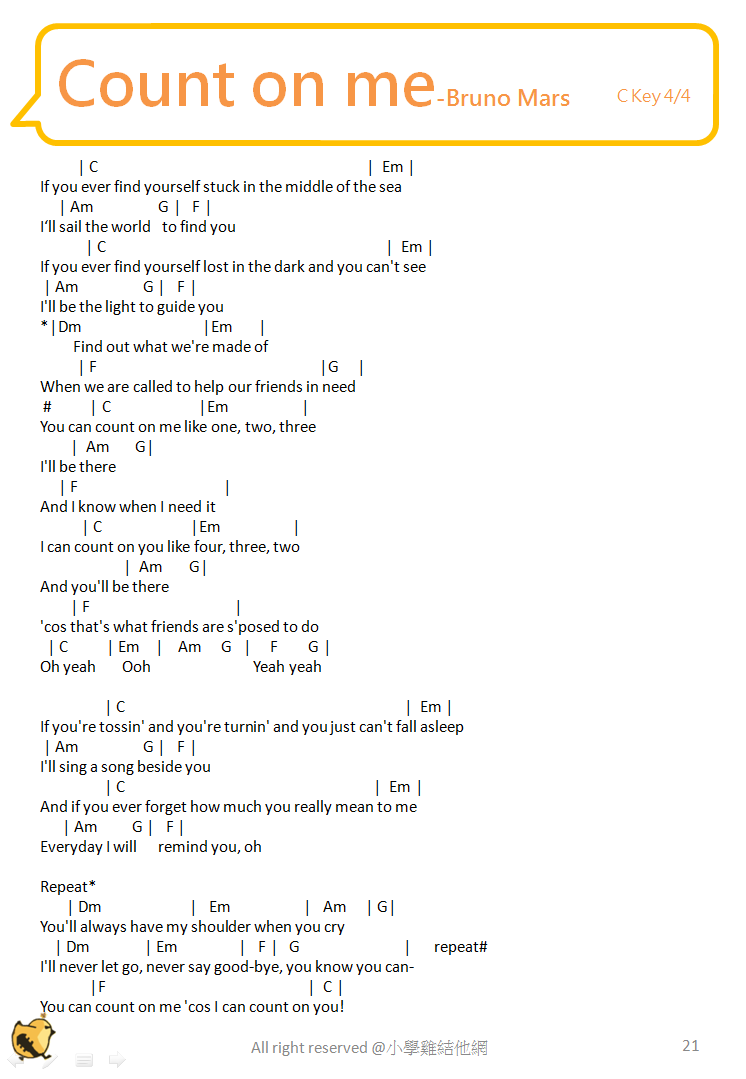 Count On Me Ukulele Chords Easy Sheet And Chords Collection