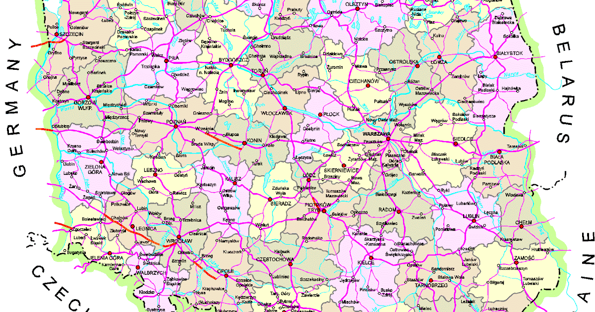 Polen Karta Med Städer | Karta