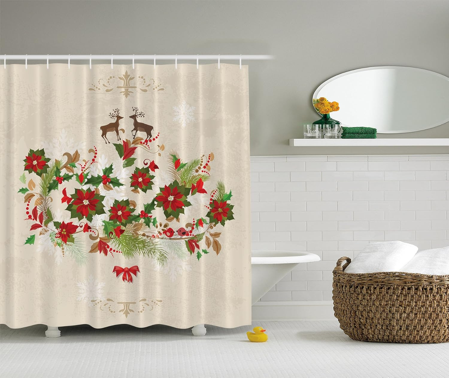 Poinsettia Shower Curtains | Christmas Wikii