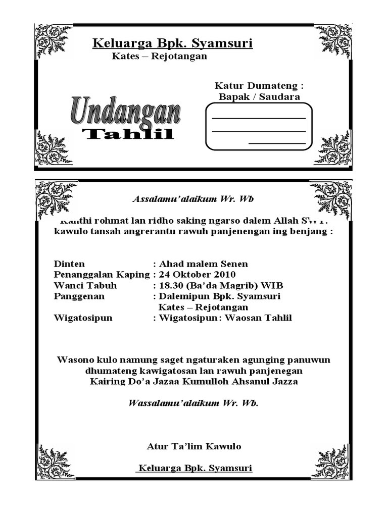 Contoh Undangan 7 Bulanan