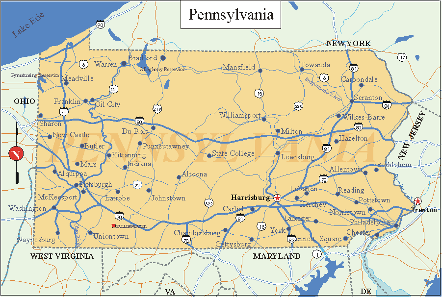 Map Of Pennsylvania State