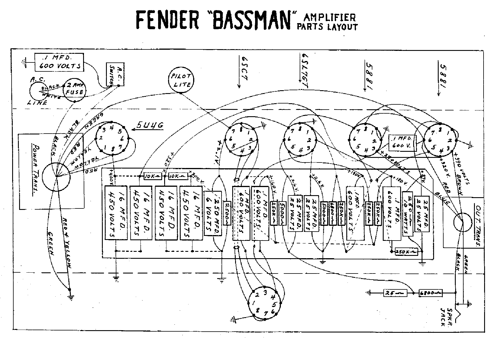 Fender Blackface Bassman Schematic
