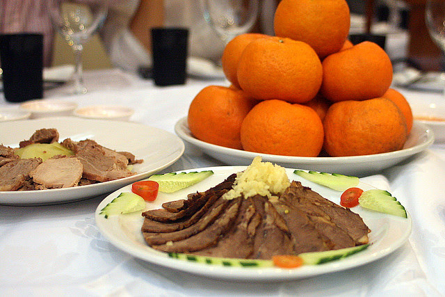 Double Cold Cut platter. They gave out mandarin oranges too, for CNY