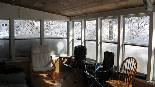 snowy back porch
