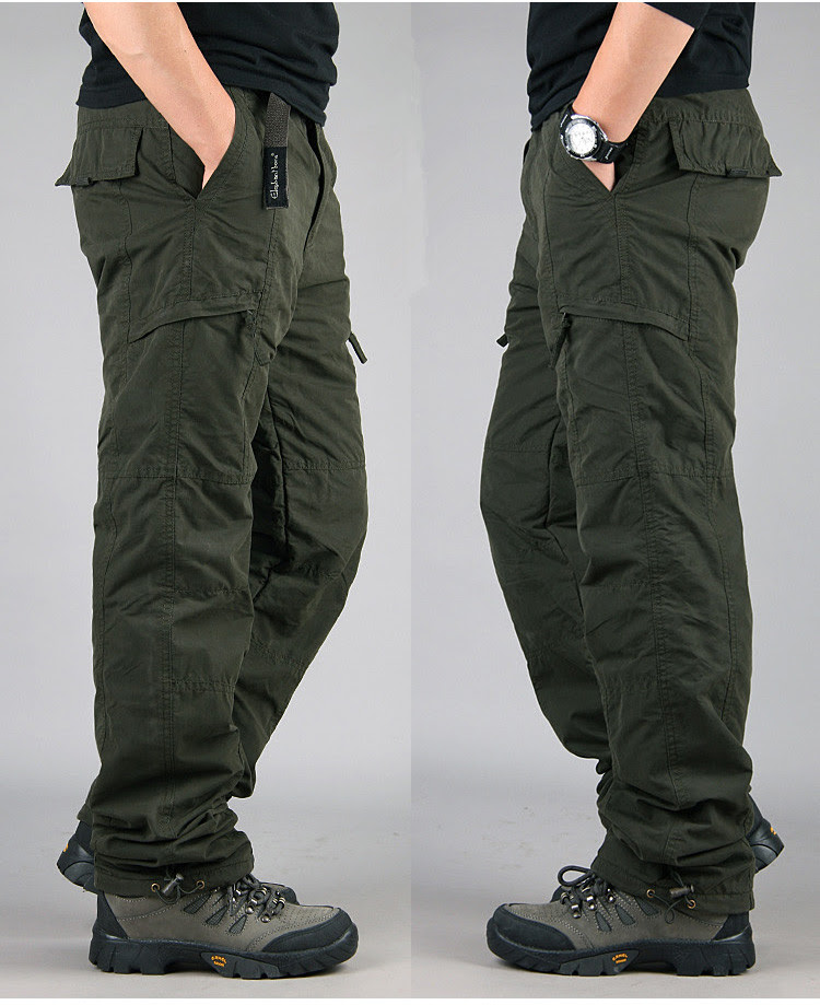 Plus Size 6XL Men's Cargo Pants Winter Thicken Fleece Cargo Pants Men ...