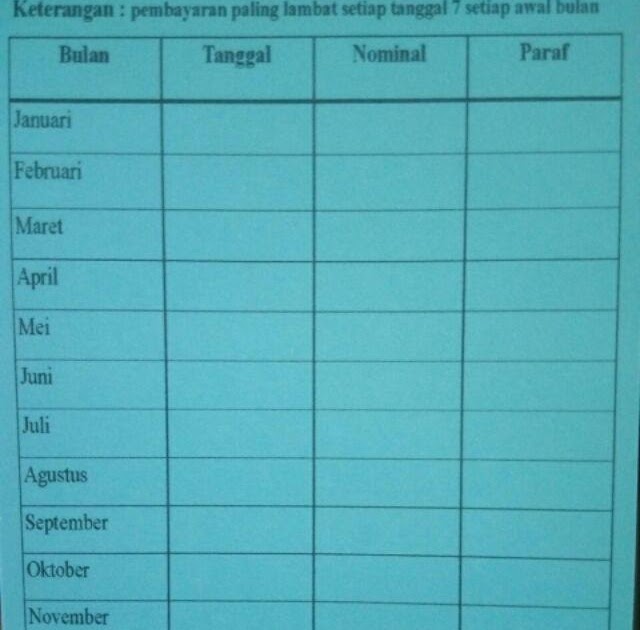 Contoh Format Kartu Iuran Bulanan Mosaicone