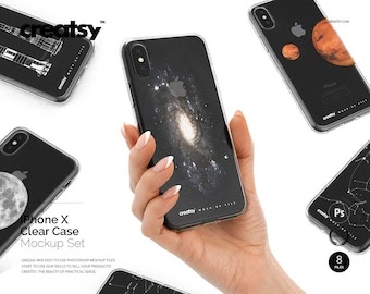 iPhone X Clear Case Mockup Set, Silicone case mockup ...