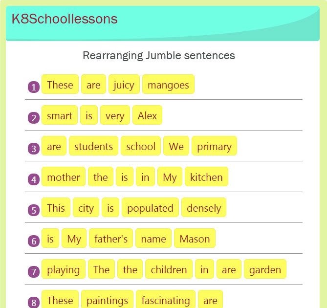 Jumbled Sentences Worksheet For 1st 2nd Grade Lesson Planet 41 Worksheets On Jumbled Sentences