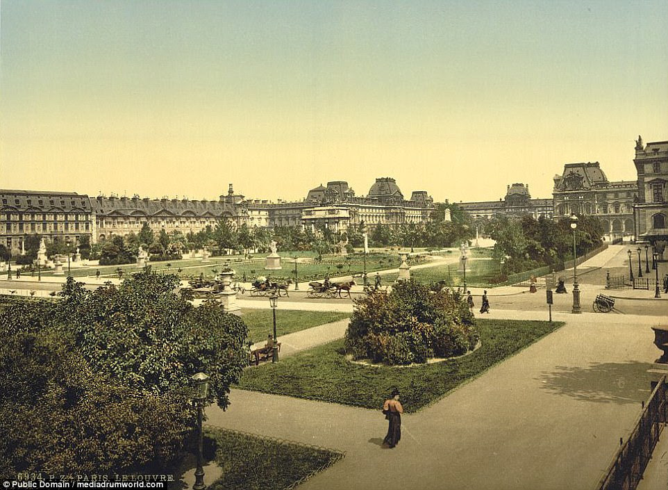 The world-famous Louvre Museum in Paris prior to the construction of the modern, glass Louvre Pyramid. Now the world's largest museum, it is a central landmark in the city containing some 38,000 objects and attracting 7.3 million visitors in 2016