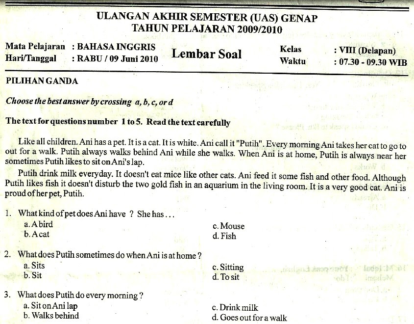 Contoh Soal Bahasa Inggris Kelas 9 Tentang Descriptive