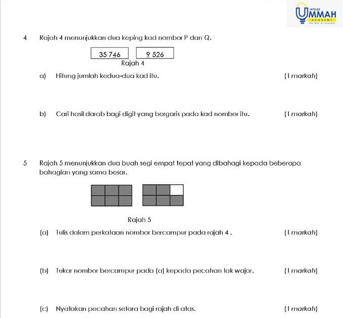 Soalan Matematik Upsr 2019 Dan Jawapan - Contoh Win