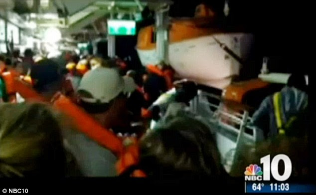 South Jersey resident Jennifer Allen filmed the moment when lifeboats were lowered into the ocean as the Royal Caribbean cruise ship Grandeur of the Seas caught fire on Monday morning