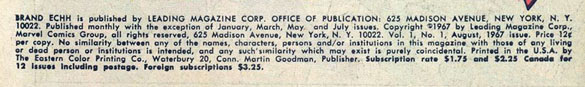 Hah! A disgruntled typographer made this comic Brand Echh after all! That THAT, National Comics! Marvel Shell Companies