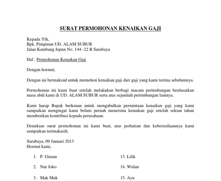 Contoh Surat Rasmi Permohonan Jalan Tar Terengganu X