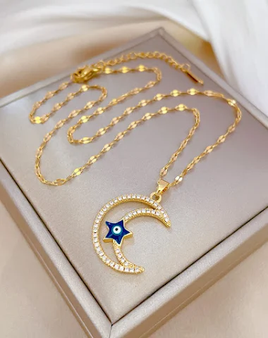 Collar Estrella Luna Diamantes Comp - 3