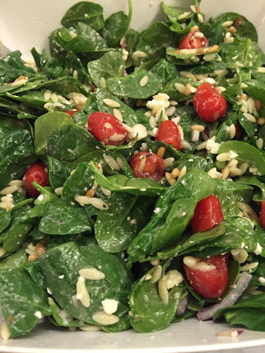 Spinach, orzo salad 