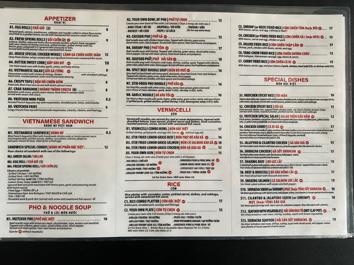 VKitchen gluten-free menu