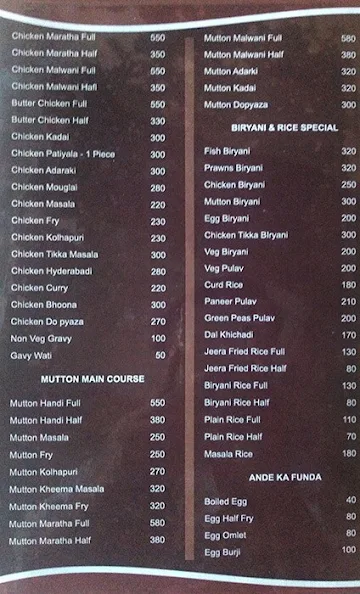 Preeti Restaurant & Bar menu 