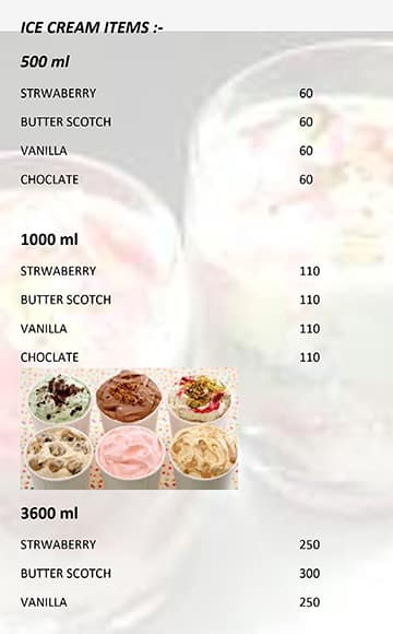 Maurya Kulfi menu 