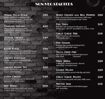 Hotel The Shack menu 