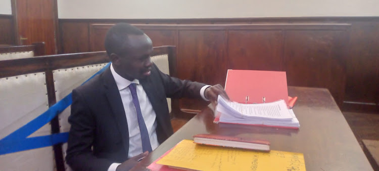 Lawyer Hillary Cheboi representing the family of Agnes Tirop at Eldoret High Court.