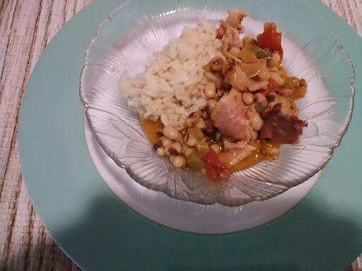 Rice and loaded beans in a bowl!