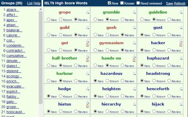 Difficult IELTS Words chrome extension