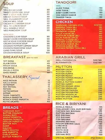 Thalassery Restaurant menu 