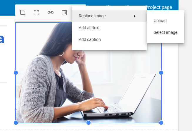 how to change image on google website builder