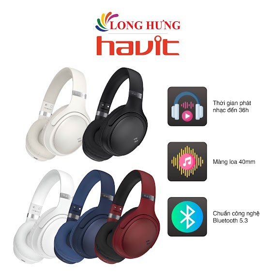 Tai Nghe Chụp Tai Bluetooth Havit H630Bt - Hàng Chính Hãng