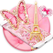 Pink Butterfly Eiffel Kitty Theme  Icon