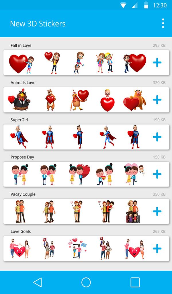 Скриншот 3D Romantic Stickers for whatsapp: WAStickerApps