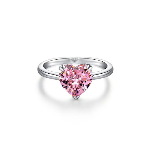 Title 8, Silver 4-Carat Heart-Shaped High Carbon Diamond...