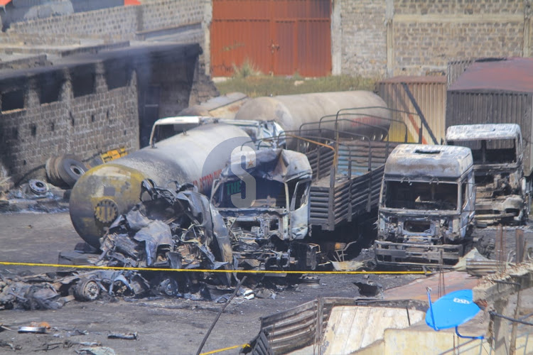 Destroyed vehicles during the Embakasi gas explosion on February 2, 2024