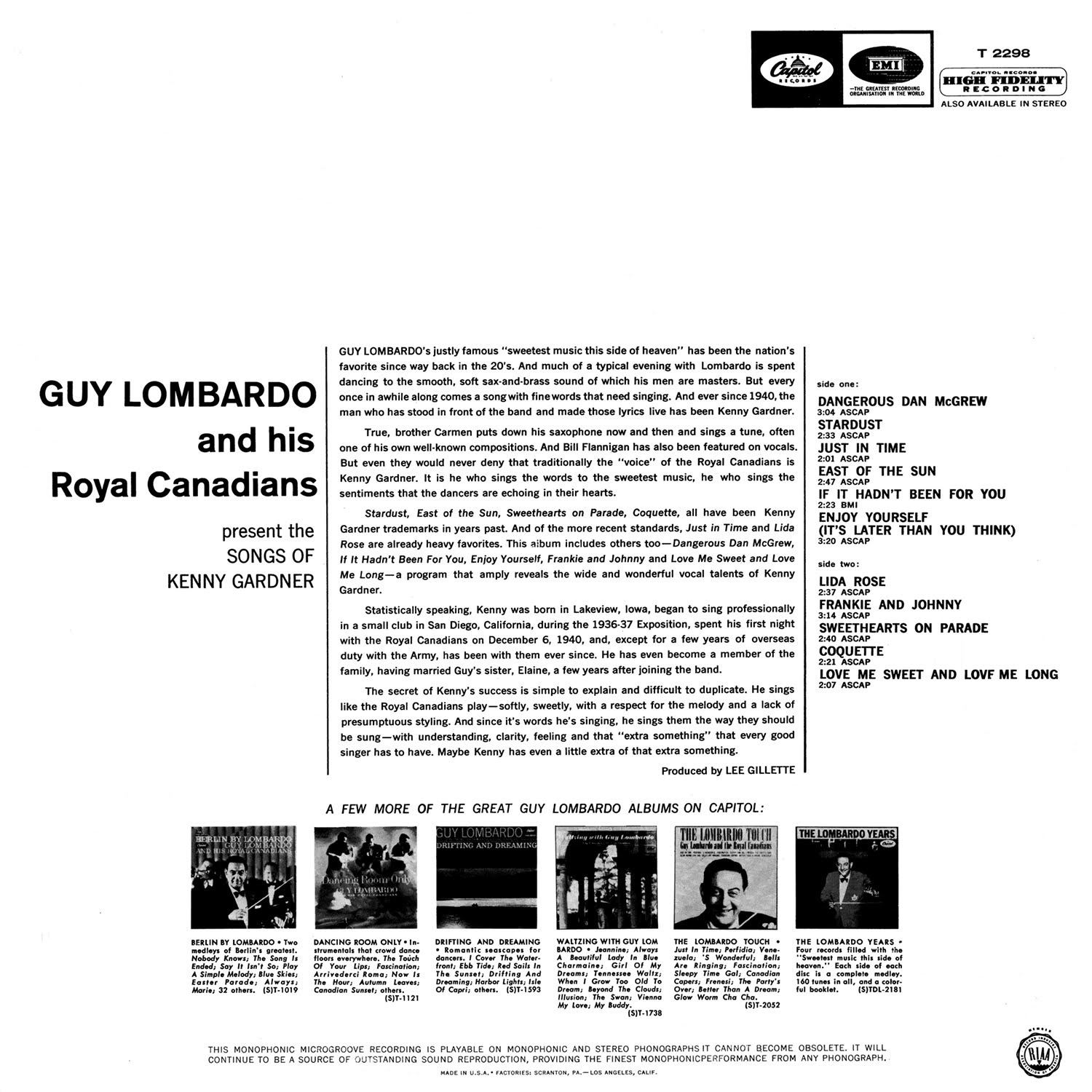 Guy Lombardo, Kenny Gardner