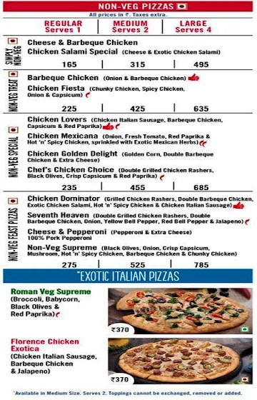 Domino's Pizza menu 