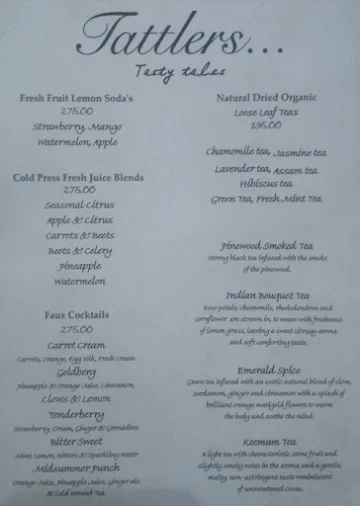 Tattlers menu 