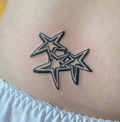 Three 3D Star Tattoo