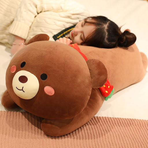 Title 1, Plush Toy Big Bear Girl Sleeping In Bed Pillow ...