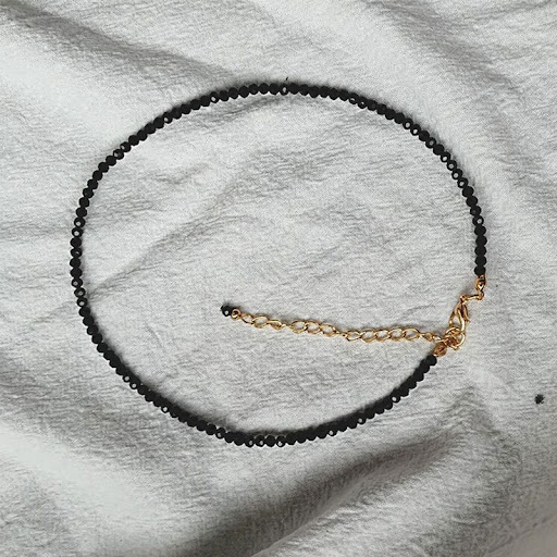 Title 12, Black Crystal Micro Glass Bead Beaded Necklace ...