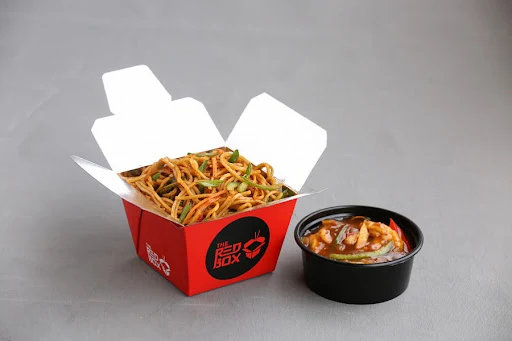Veg Singapore Noodles With Chilli Garlic Cauliflower (Gravy(Little RedBox)