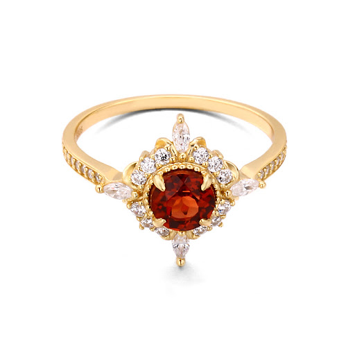 Title 4, Womens Red Pomegranate Sky Blue Ring Elegant J...