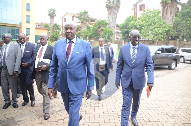 Education Cabinet Secretary Ezekiel Machogu and PS Belio Kipsang on Novemebr 23, 2023