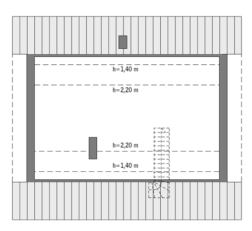 Miarodajny - wariant V - C333e - Rzut poddasza do indywidualnej adaptacji (48,3 m2 powierzchni użytkowej)