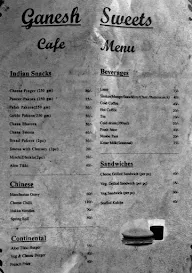 Ganesh Sweet & Cake House menu 1